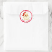 Feestelijke streep rood van Santa Gift Ronde Sticker (Tas)