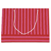 Feestelijke streep roze en rood leuke kerstvakanti groot cadeauzakje (Voorkant)