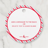 Feestelijke streep van Santa Gift Bedankjes Labels (Achterkant)