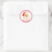Feestelijke streep van Santa Gift Ronde Sticker (Tas)