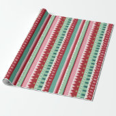 Feestelijke Strepen Elf Kerstmis Cadeaupapier (Uitgerold)