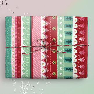 Feestelijke Strepen Elf Kerstmis Cadeaupapier