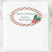 Feestelijke strepen en Holly Ovale Sticker (Tas)