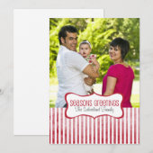 Feestelijke Strepen Foto Kerstgroet Feestdagenkaart (Voorkant / Achterkant)