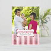 Feestelijke Strepen Foto Kerstgroet Feestdagenkaart (Staand voorkant)