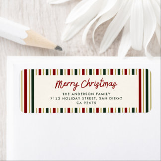 Feestelijke Strepen Gelukkig Kerstmis Retouradres Etiket