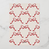 Feestelijke strikken in Red Rose Gold Oval Photo H Folie Feestdagenkaart (Achterkant)