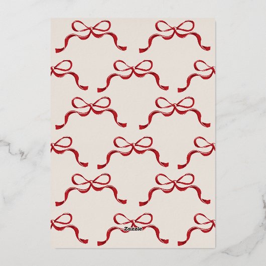 Feestelijke strikken in Red Rose Gold Oval Photo H Folie Feestdagenkaart (Achterkant)