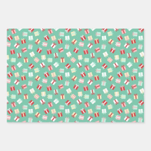 Feestelijke String Lichten & Geschenken & Strepen  Inpakpapier Vel (Voorkant 2)