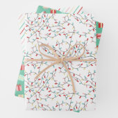 Feestelijke String Lichten & Geschenken & Strepen  Inpakpapier Vel (In situ)