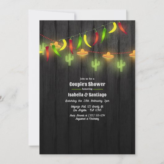 Feestelijke String Lights Fiesta Couple's Shower Kaart (Voorkant)