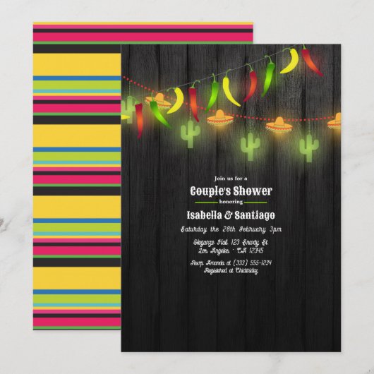 Feestelijke String Lights Fiesta Couple's Shower Kaart (Voorkant / Achterkant)