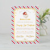 Feestelijke Stripe Naughty List Certificaat Folie Uitnodiging (Staand Voorkant)