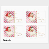 Feestelijke Stripe Retro Santa Gift Rechthoekige Sticker (Vel)