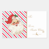 Feestelijke Stripe Retro Santa Gift Rechthoekige Sticker (Voorkant)