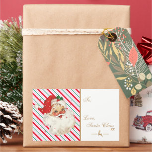 Feestelijke Stripe Retro Santa Gift Rechthoekige Sticker