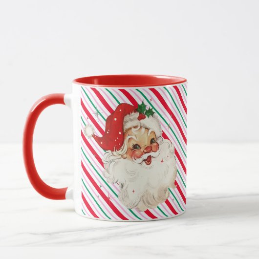 Feestelijke Stripe Retro Santa Mok (Links)
