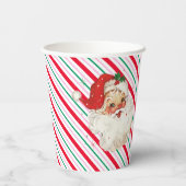 Feestelijke Stripe Retro Santa Papieren Bekers (Achterkant)