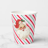 Feestelijke Stripe Retro Santa Papieren Bekers (Voorkant)