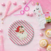 Feestelijke Stripe Retro Santa Papieren Bordje (Feest)