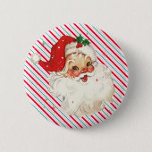 Feestelijke Stripe Retro Santa Ronde Button 5,7 Cm (Voorkant)