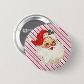 Feestelijke Stripe Retro Santa Ronde Button 5,7 Cm (Voorkant /achterkant)