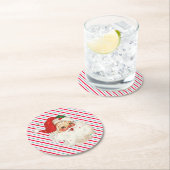 Feestelijke Stripe Retro Santa Ronde Kartonnen Onderzetter (Insitu)