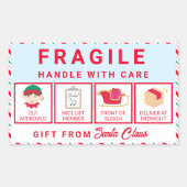 Feestelijke Stripe Santa's Workshop Breekbaar Rechthoekige Sticker (Voorkant)