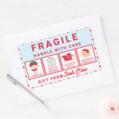 Feestelijke Stripe Santa's Workshop Breekbaar Rechthoekige Sticker (Envelop)