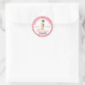 Feestelijke Stripe Santa's Workshop Kwaliteitscont Ronde Sticker (Tas)