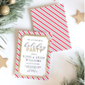 Feestelijke Stripe Vakantie Party Folie Uitnodiging