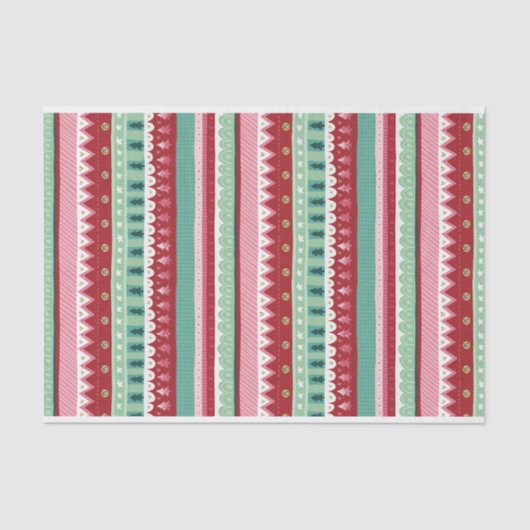 Feestelijke Stripes Elf Kerstmis Tissuepapier (Voorkant)