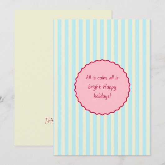 Feestelijke Stripes Gift Kaart met Happy Holiday Q (Voorkant / Achterkant)