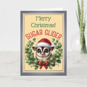Feestelijke Sugar Glider Christmas Kaart (Voorkant)