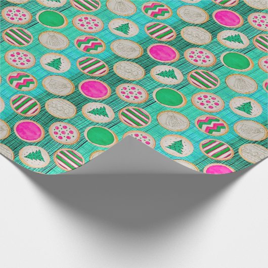 Feestelijke suikerkoekjes op Bright Blauwgroen Cadeaupapier (Hoek)