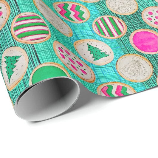 Feestelijke suikerkoekjes op Bright Blauwgroen Cadeaupapier (Rol Hoek)