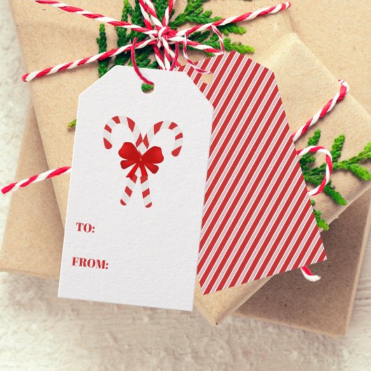 Feestelijke Suikerstok Gestreepte Kerstmis Rood Wi Cadeaulabel