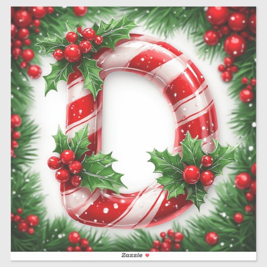Feestelijke Suikerstok Letter Sticker (Vel)