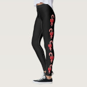 Feestelijke Suikerstokken Op Zwart Leggings (Links)