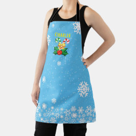 FEestelijke Suikerstokken & Sneeuwvlokken BLAUW Schort