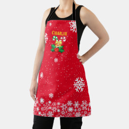 FEestelijke Suikerstokken & Sneeuwvlokken Rood Schort