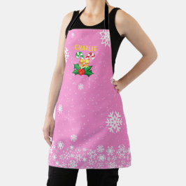 FEestelijke Suikerstokken & Sneeuwvlokken ROZE Schort