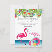 Feestelijke Summer Beach Pink Flamingo Baby shower Bedankkaart (Voorkant)