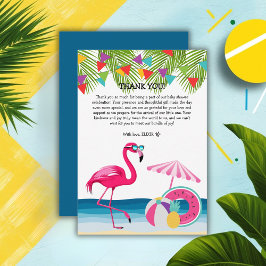 Feestelijke Summer Beach Pink Flamingo Baby shower Bedankkaart