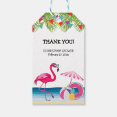 Feestelijke Summer Beach Pink Flamingo Baby shower Cadeaulabel (Voorkant)
