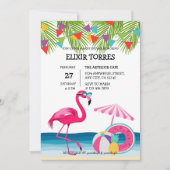Feestelijke Summer Beach Pink Flamingo Baby shower Kaart (Voorkant)