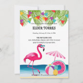 Feestelijke Summer Beach Pink Flamingo Baby shower Kaart (Voorkant)