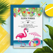 Feestelijke Summer Beach Pink Flamingo Baby shower
