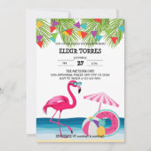 Feestelijke Summer Beach Pink Flamingo Baby shower Kaart (Voorkant)
