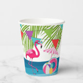 Feestelijke Summer Beach Pink Flamingo Baby shower Papieren Bekers (Achterkant)